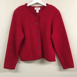 Vintage Tally-ho Pollak Red Button up Wool Sweater Cardigan Womens L